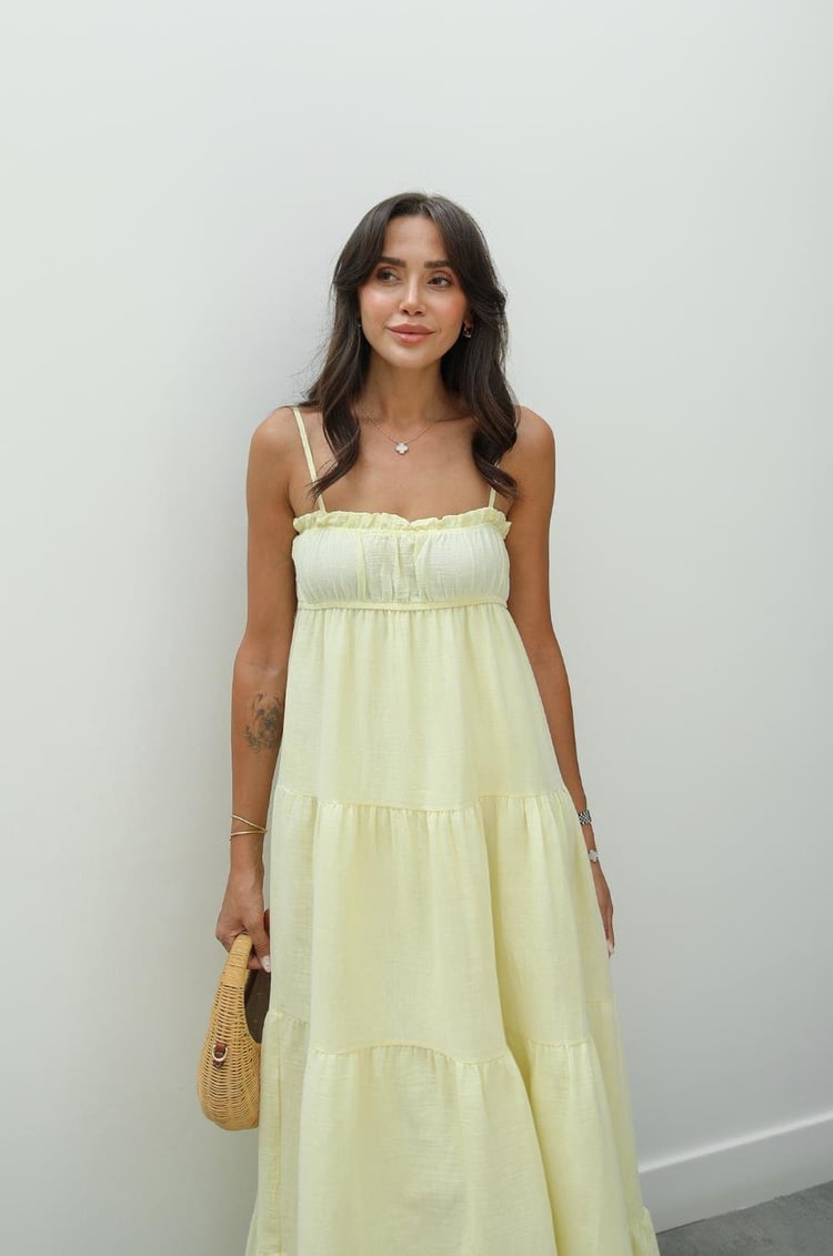 Sarı Harney Müslin Elbise