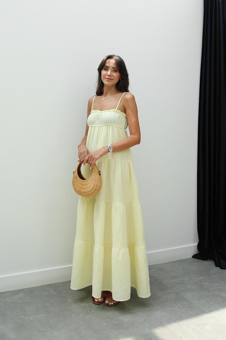 Sarı Harney Müslin Elbise