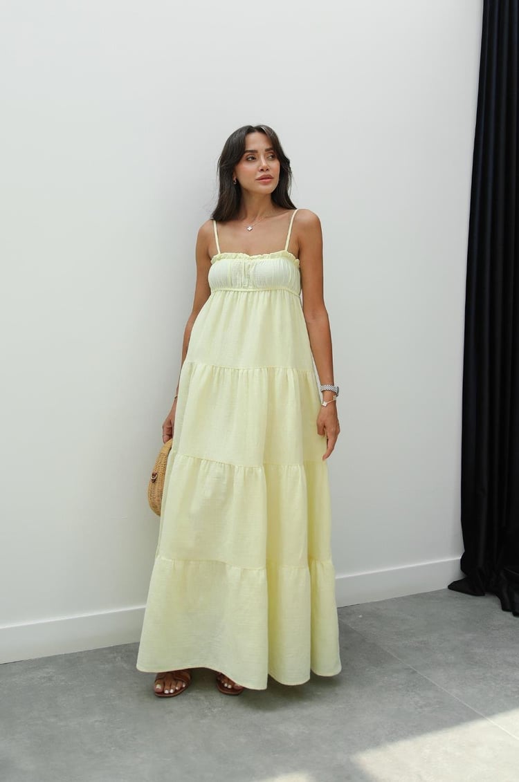 Sarı Harney Müslin Elbise