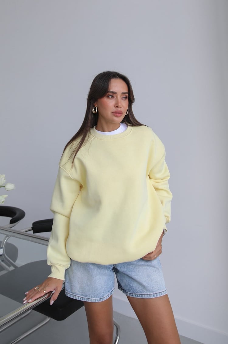 Sarı Orin Bisiklet Yaka Sweatshirt 