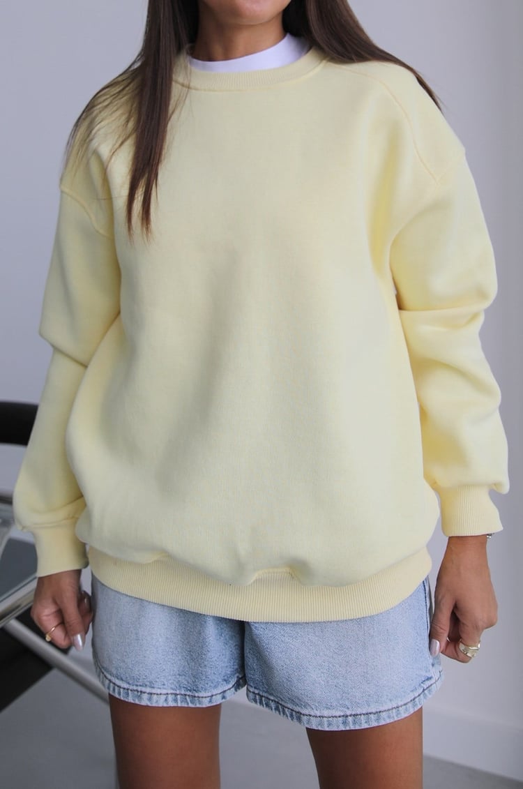 Sarı Orin Bisiklet Yaka Sweatshirt 