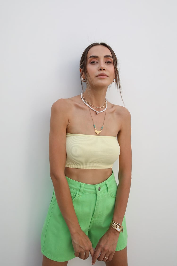 Sarı Straplez Crop