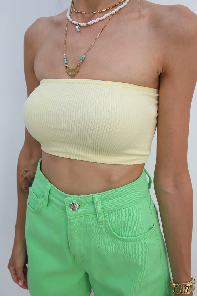Sarı Straplez Crop