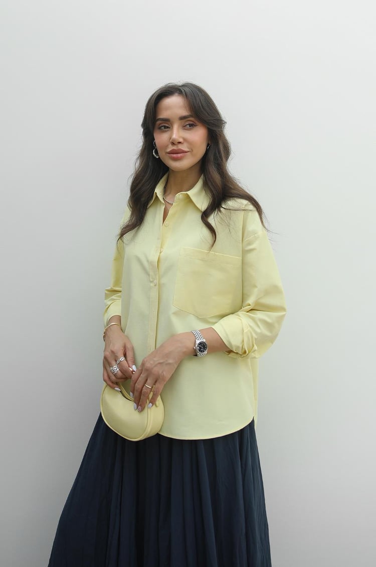 Sarı Tek Cepli Basic Gömlek