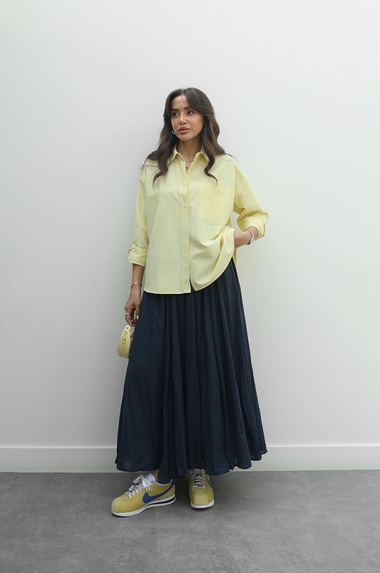 Sarı Tek Cepli Basic Gömlek