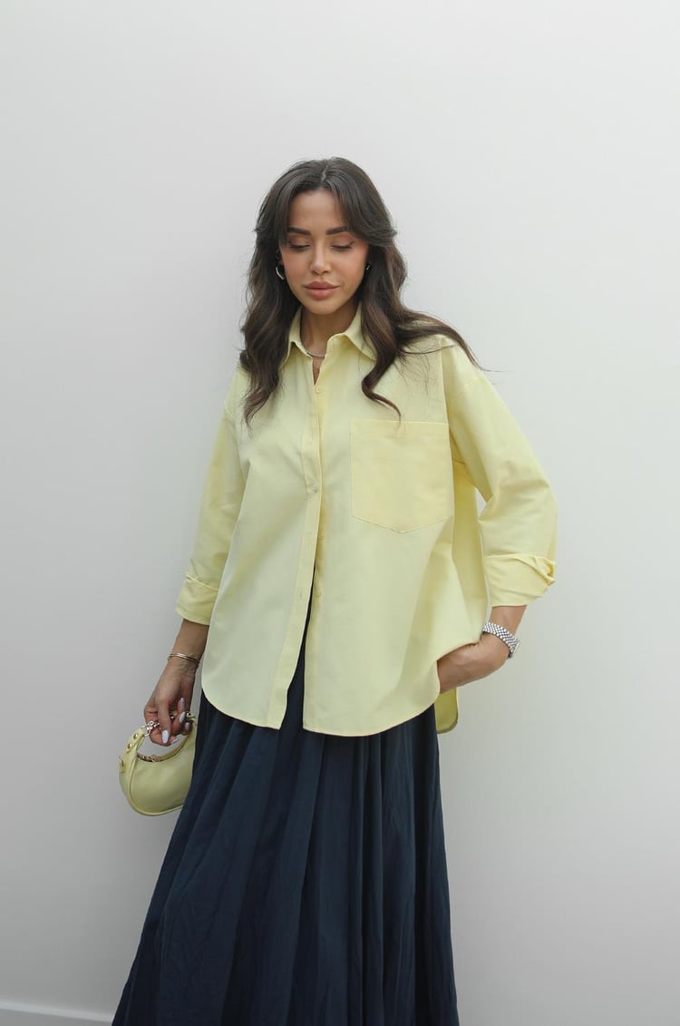 Sarı Tek Cepli Basic Gömlek