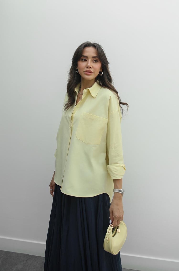 Sarı Tek Cepli Basic Gömlek