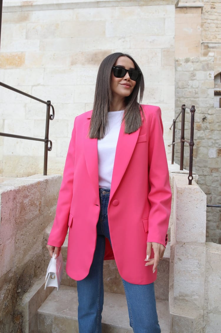 Şeker Pembe Oversize Blazer Ceket