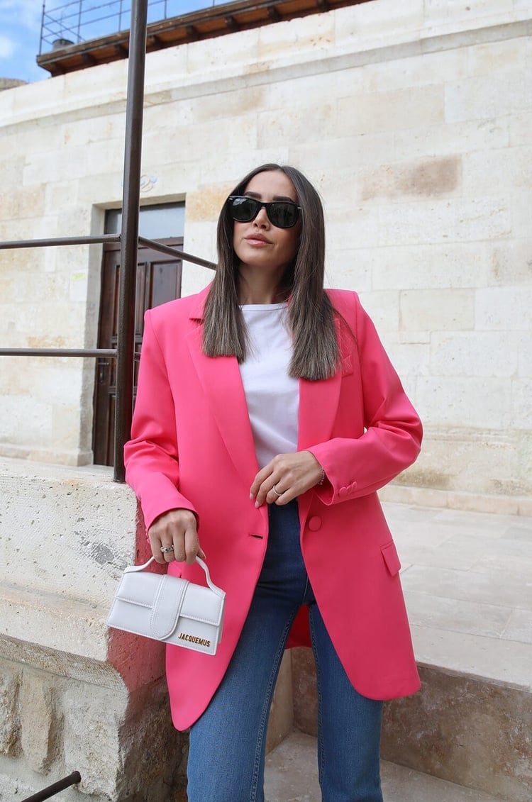 Şeker Pembe Oversize Blazer Ceket