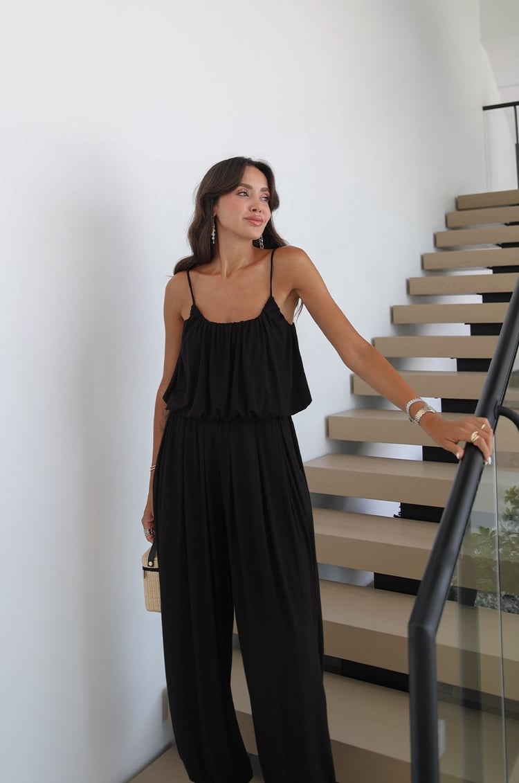 Siyah Aurora Balon Bluz Pantolon Takım 