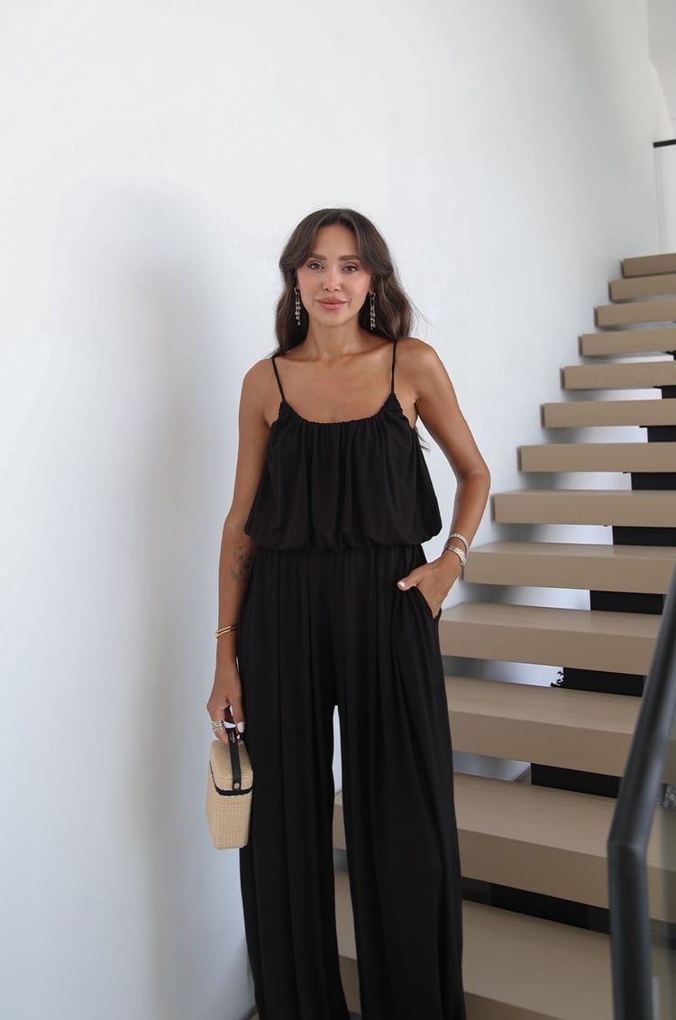 Siyah Aurora Balon Bluz Pantolon Takım 