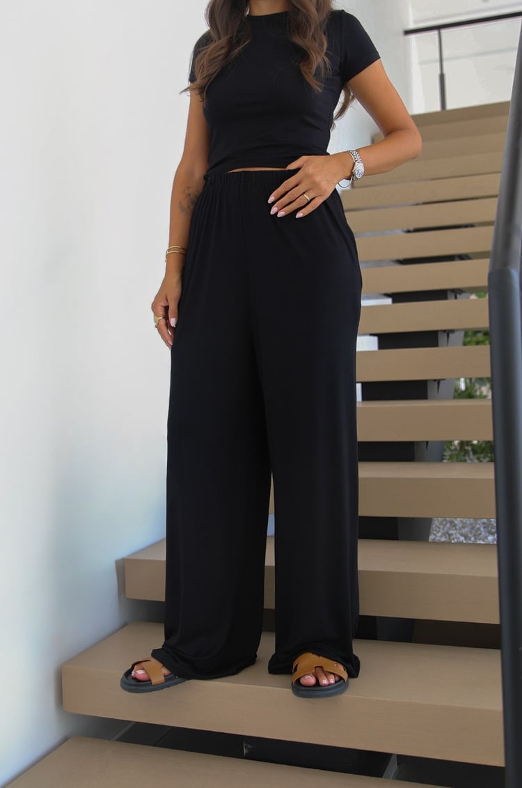Siyah Bluz Pantolon Kimono Takım