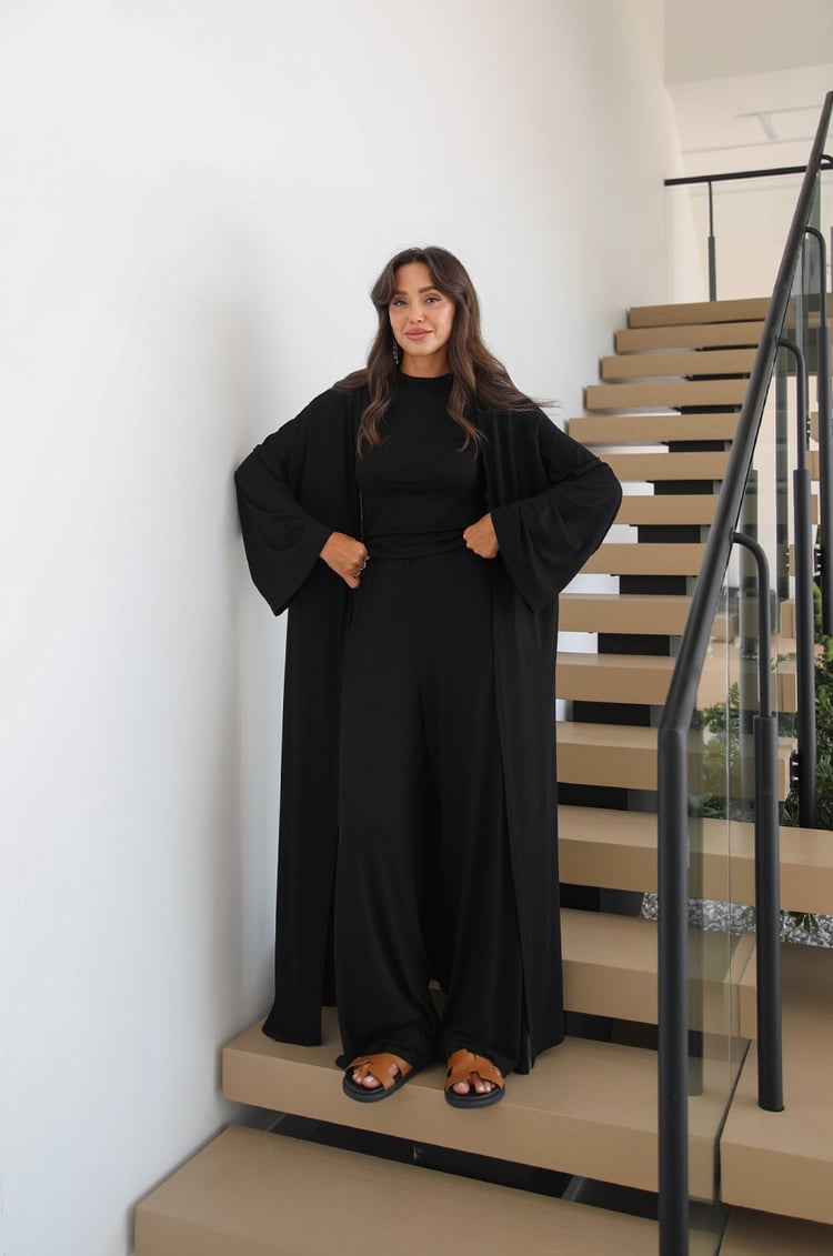 Siyah Bluz Pantolon Kimono Takım