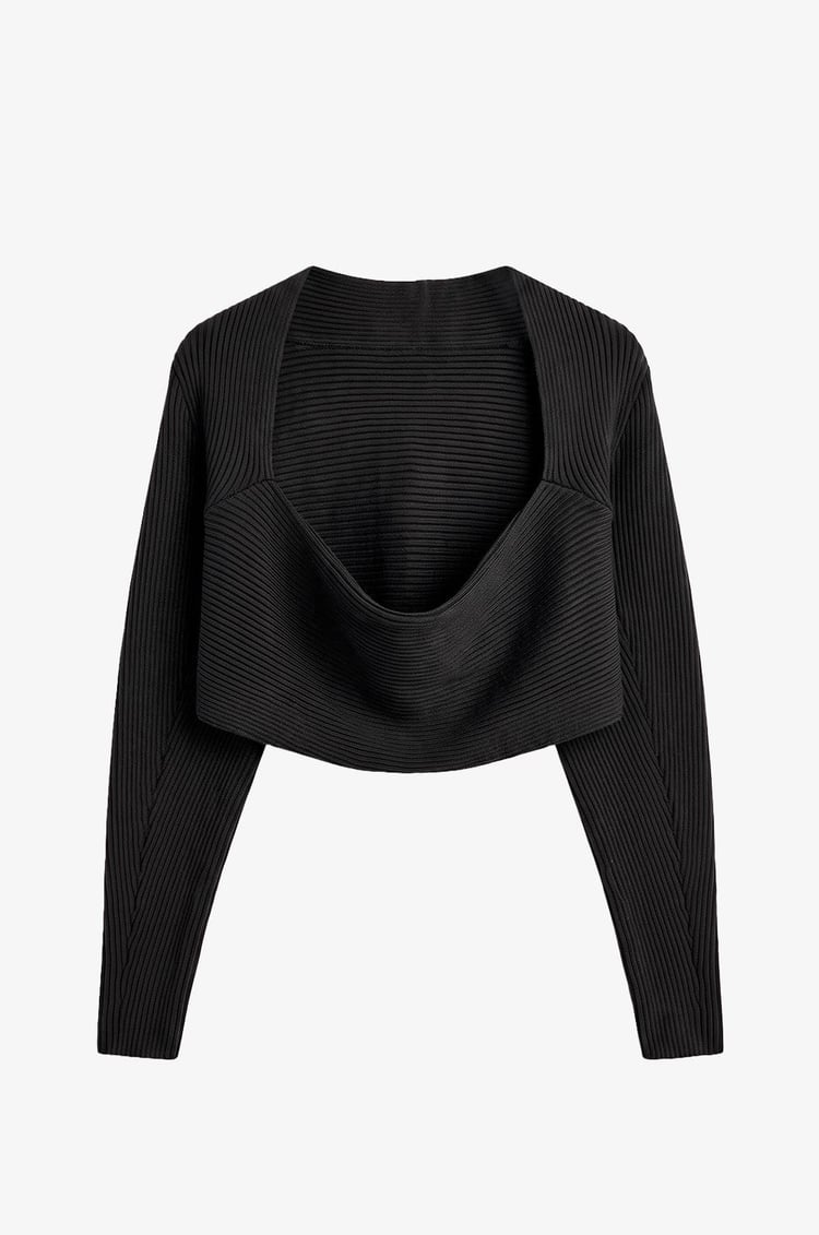 Siyah Boğazlı Bluz Bolero Triko Takım