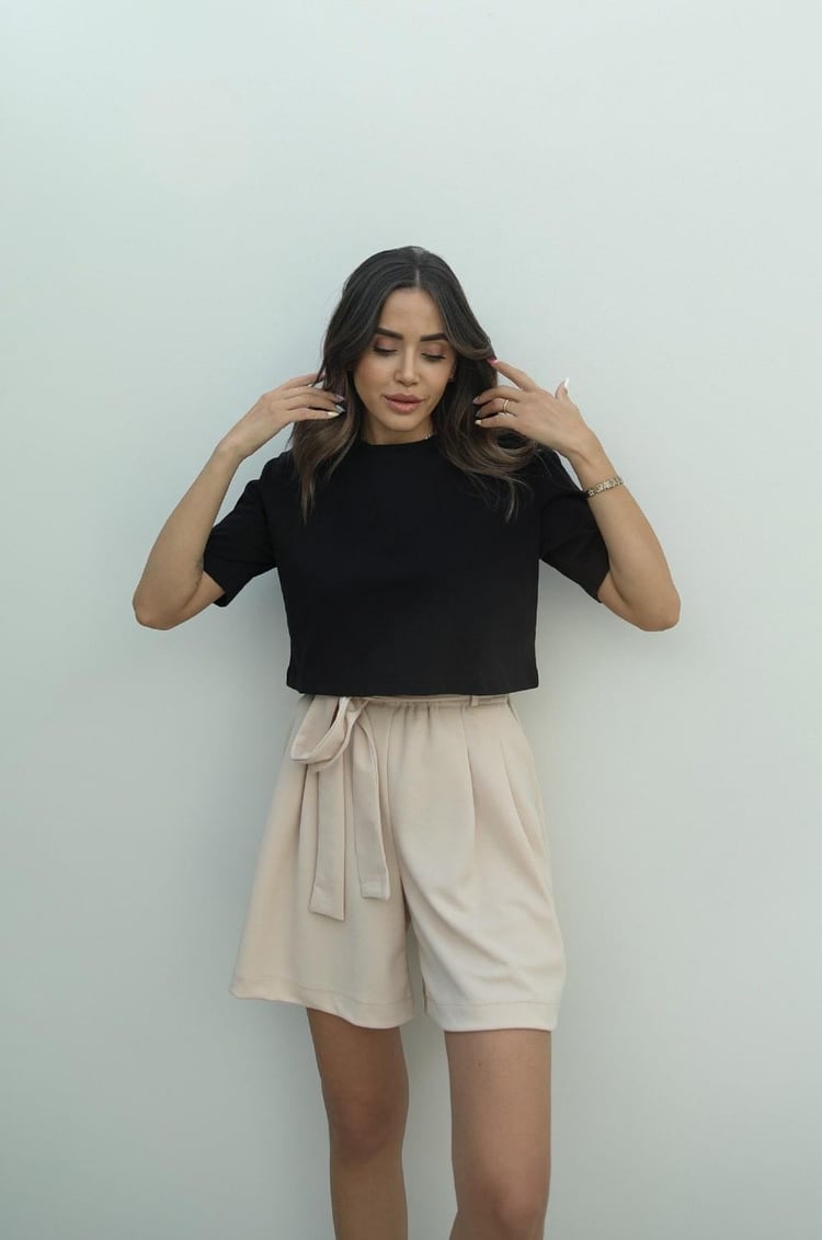 Siyah Carla Kısa Basic Tişört