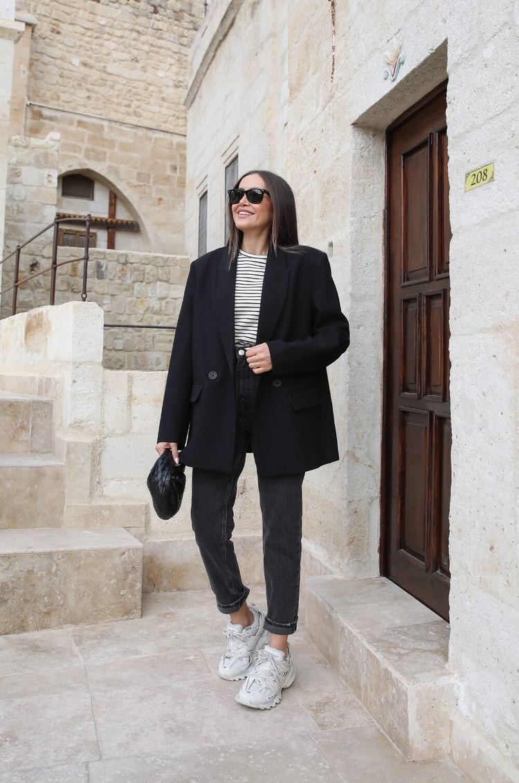 Siyah Çift Düğmeli Premium Blazer Ceket