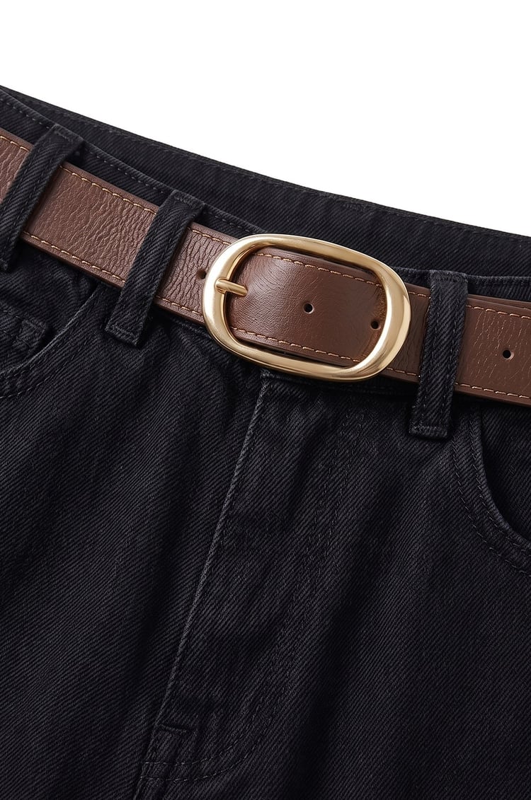 Siyah Culotte Yüksek Bel Kemerli Jean