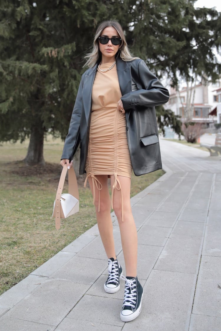 Siyah Deri Blazer Ceket