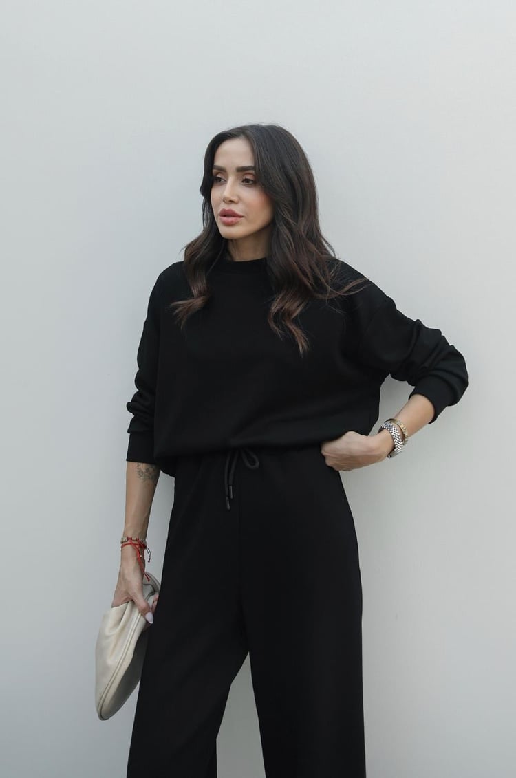 Siyah Esmee Modal Sweatshirt Pantolon Takım