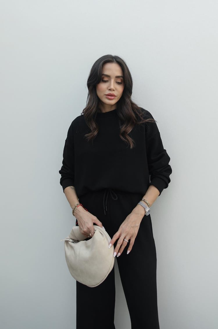 Siyah Esmee Modal Sweatshirt Pantolon Takım