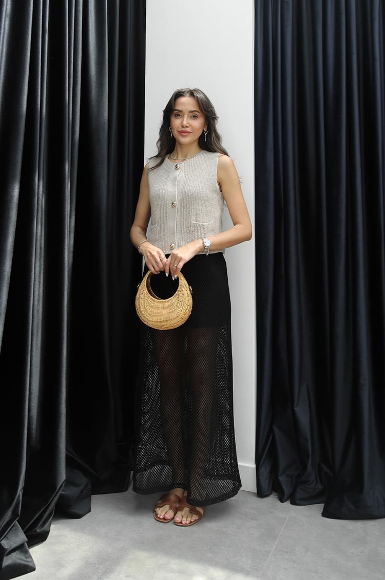 Siyah File Maxi Etek