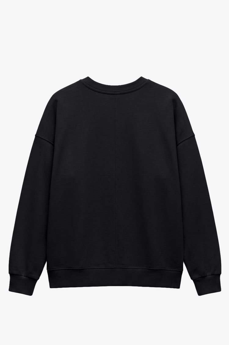 Siyah Göğüsü Mini Taşlı Sweatshirt