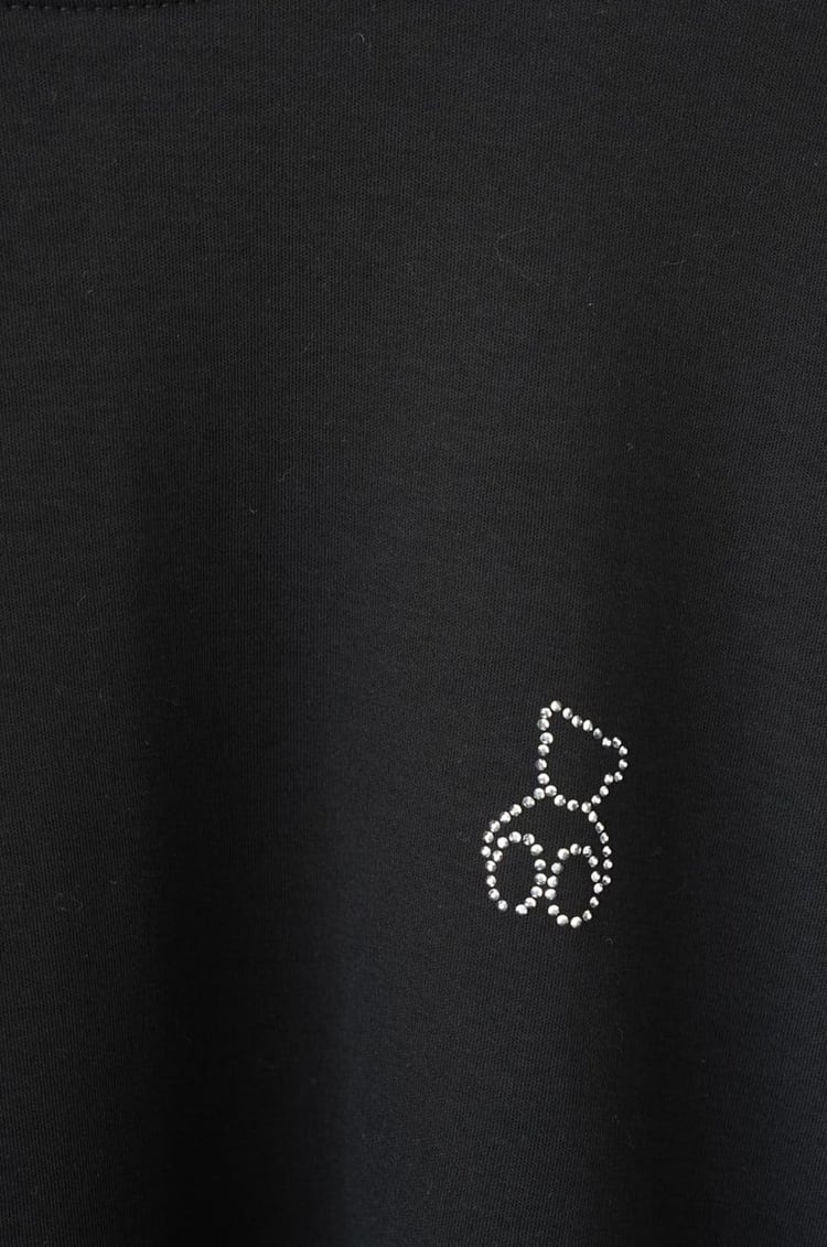 Siyah Göğüsü Mini Taşlı Sweatshirt