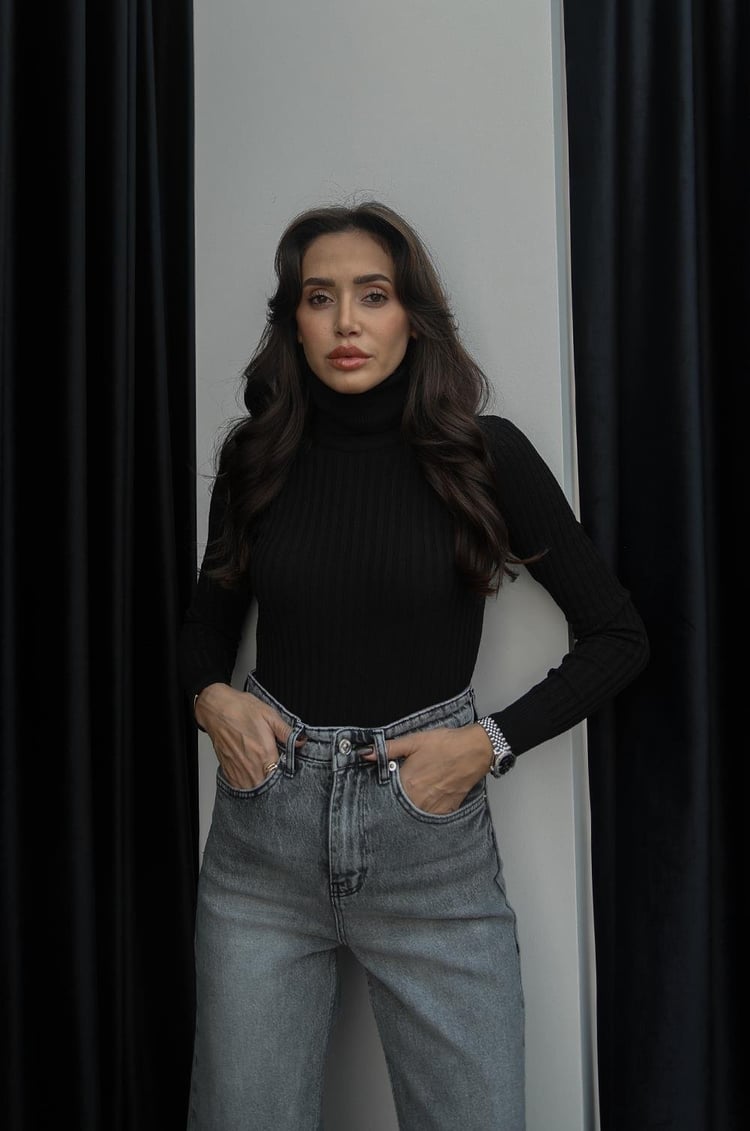 Siyah Graham Fitilli Balıkçı Triko