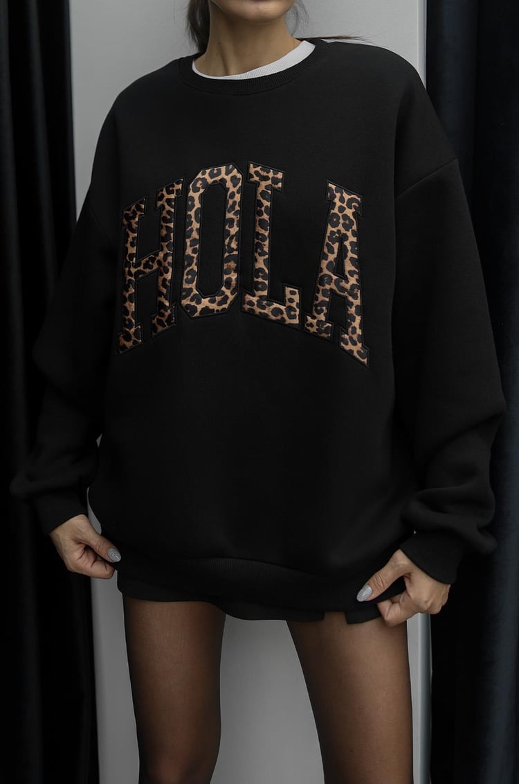 Siyah Hola Baskılı Sweatshirt