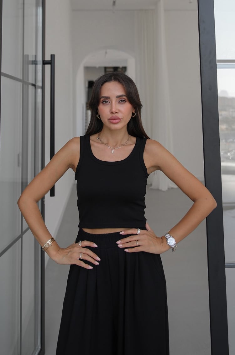 Siyah İp Büzgülü Sweat Atlet Pantolon Takım