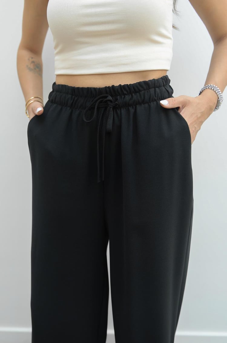 Siyah Jick Beli Lastikli Pantolon