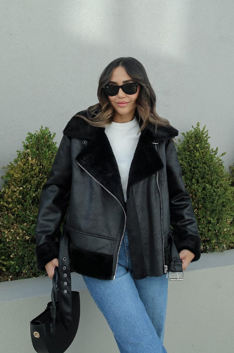 Siyah Kaja Deri Ceket