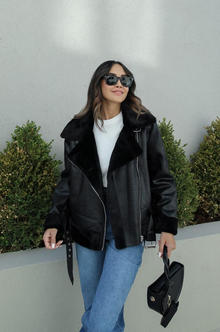 Siyah Kaja Deri Ceket