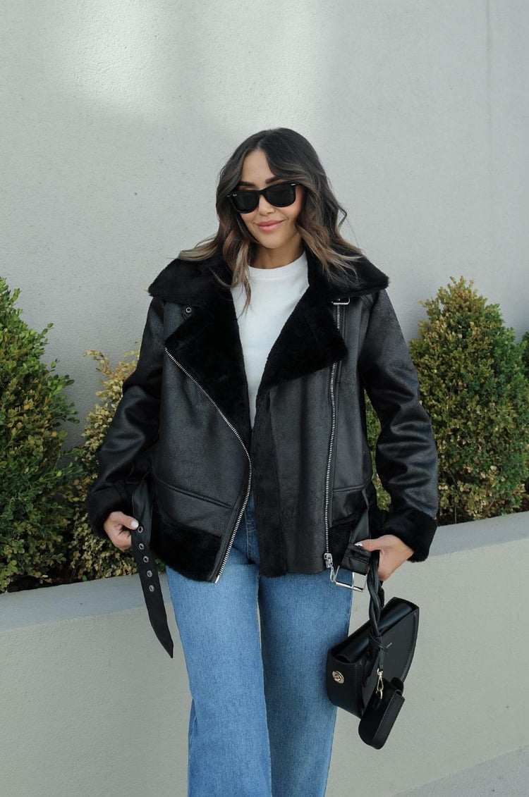 Siyah Kaja Deri Ceket