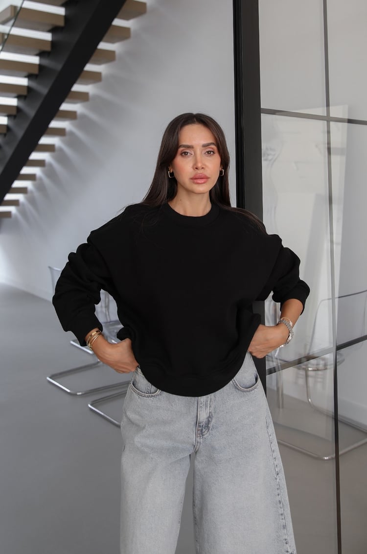 Siyah Lana Basic Sweatshirt