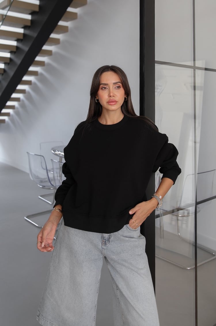 Siyah Lana Basic Sweatshirt