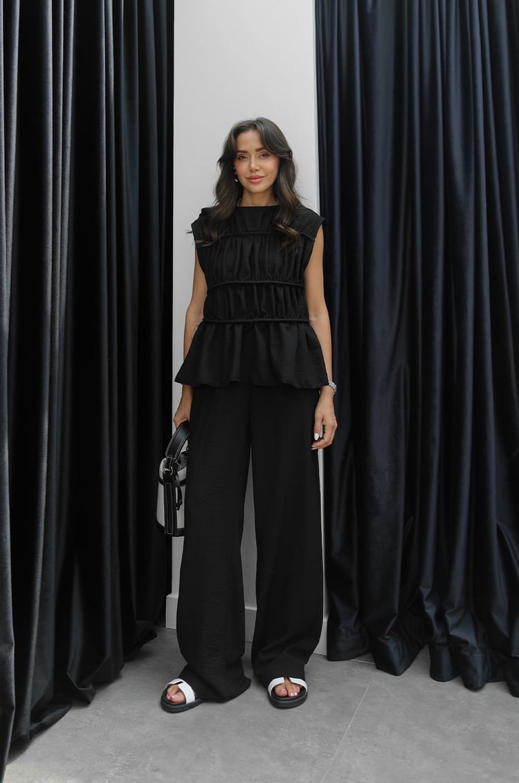 Siyah Layer Bluz Pantolon Takım