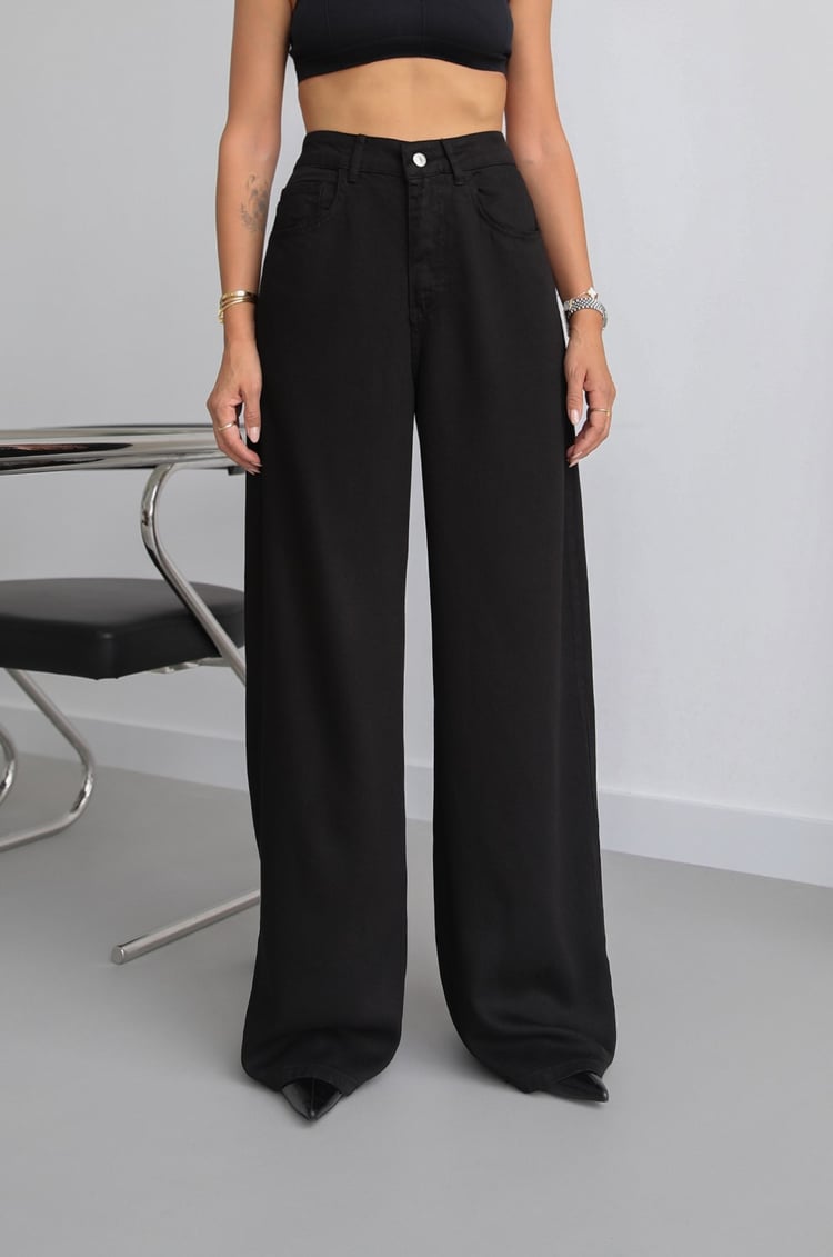 Siyah Lowell Wide Leg Jean