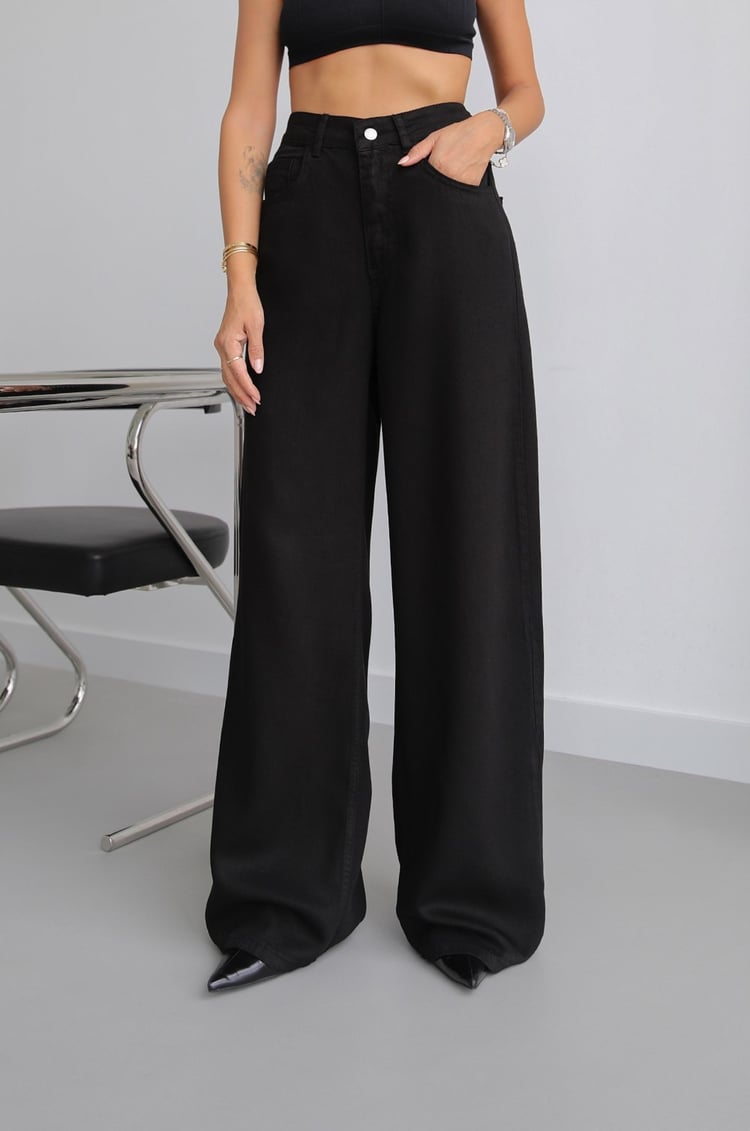 Siyah Lowell Wide Leg Jean