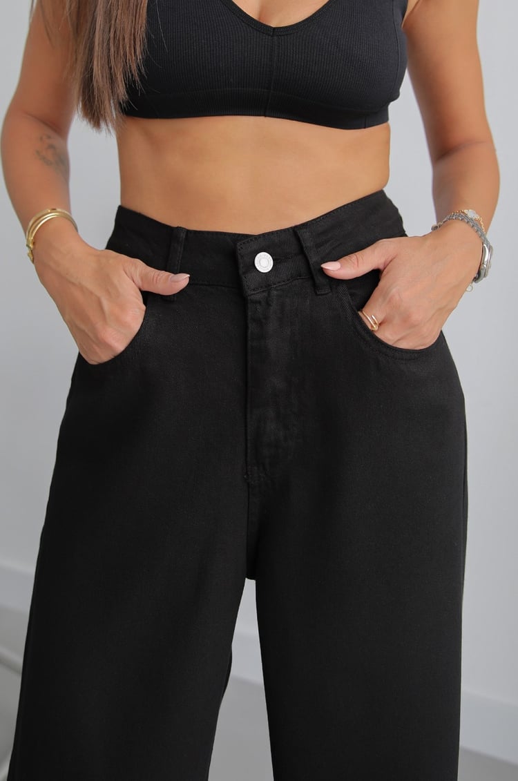 Siyah Lowell Wide Leg Jean