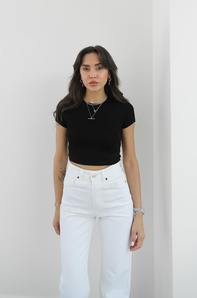 Siyah Modal Crop Top