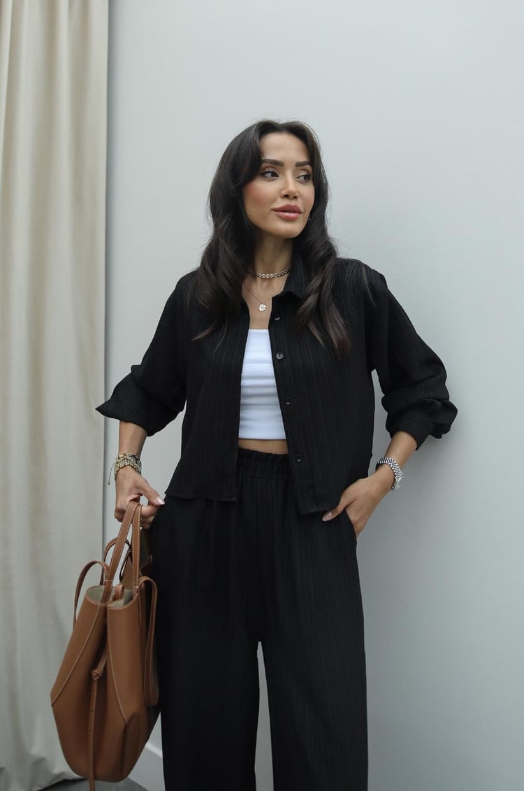 Siyah Nikki Pantolon Gömlek Takım