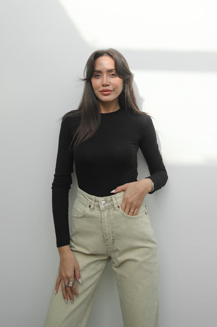 Siyah Örme Body Bluz