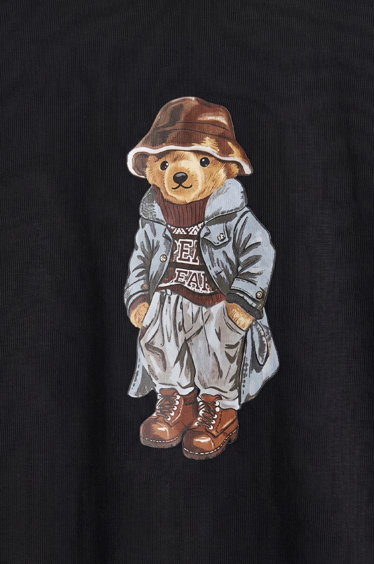 Siyah Paltolu Teddy Baskılı Sweatshirt