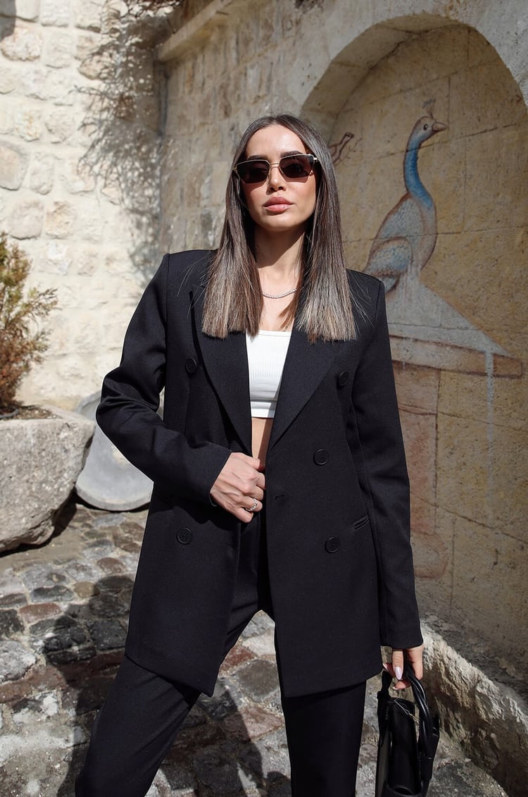 Siyah Pantolon Blazer Takım