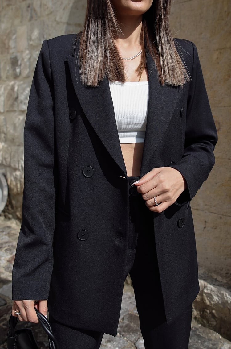 Siyah Pantolon Blazer Takım