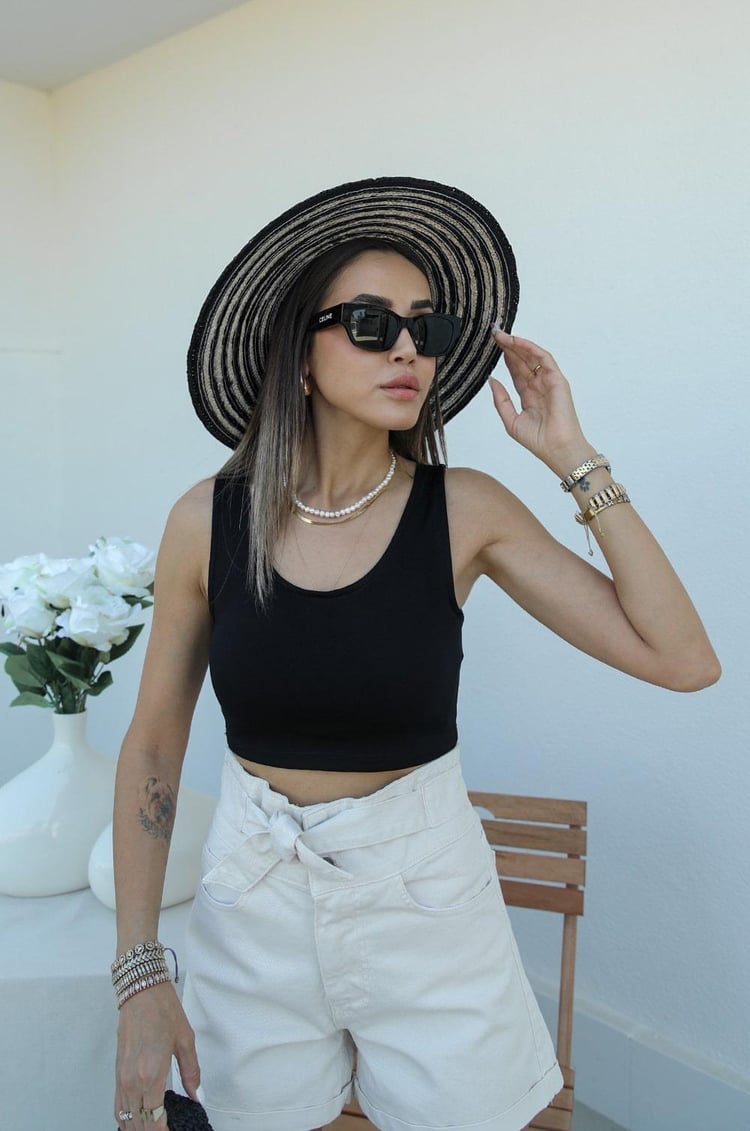 Siyah Paola Kalın Askılı Crop