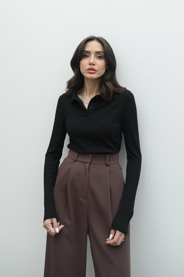 Siyah Patlı Basic Bluz
