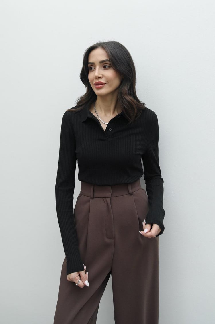 Siyah Patlı Basic Bluz