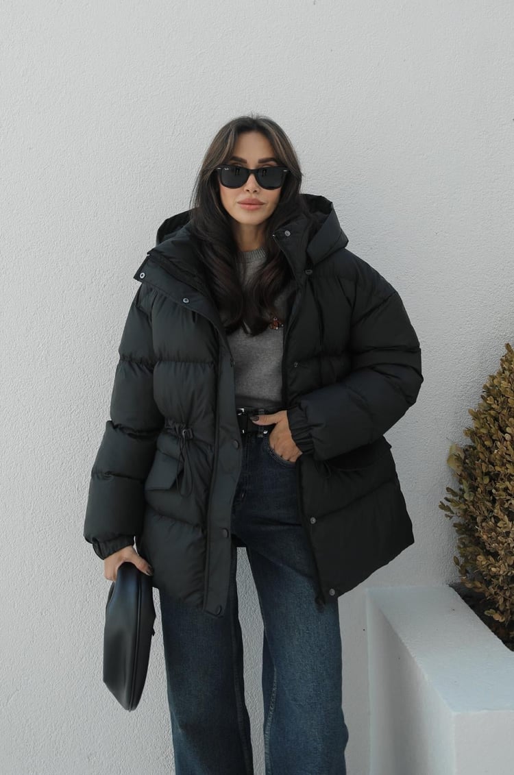Siyah Patton Şişme Mont